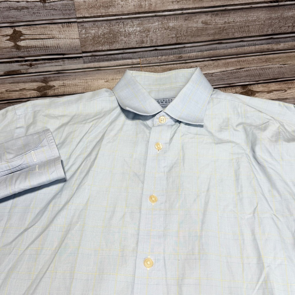Charles Tyrwhitt Dress Shirt Mens 16.5/33 Blue Check Long Sleeve French Cuff